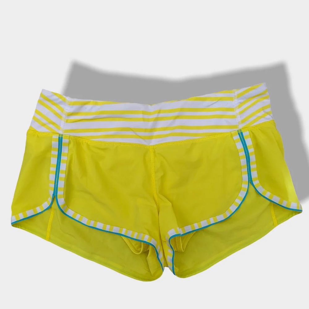 YELLOW LULULEMON RUN SHORTS